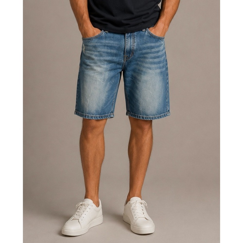 Evolution In Design Mens Blue Distressed Denim Shorts‎ Size 34 Relaxed Fit Jorts